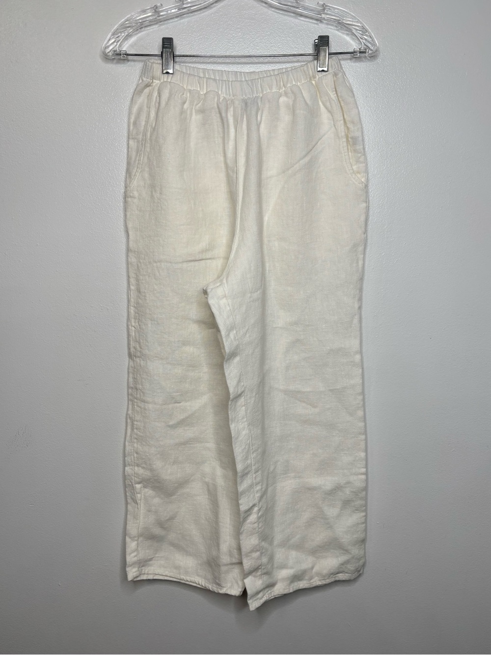 Flax Linen Pull On Pants - Off White - Size P (4/6)